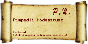 Pimpedli Modesztusz névjegykártya